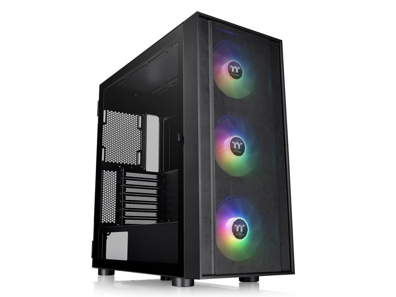 Thermaltake H570 TG Black Atx Mid Tower Argb Tempered Glass Computer Case Chassis With Mesh Front Panel Ca-1T9-00M1wn-01