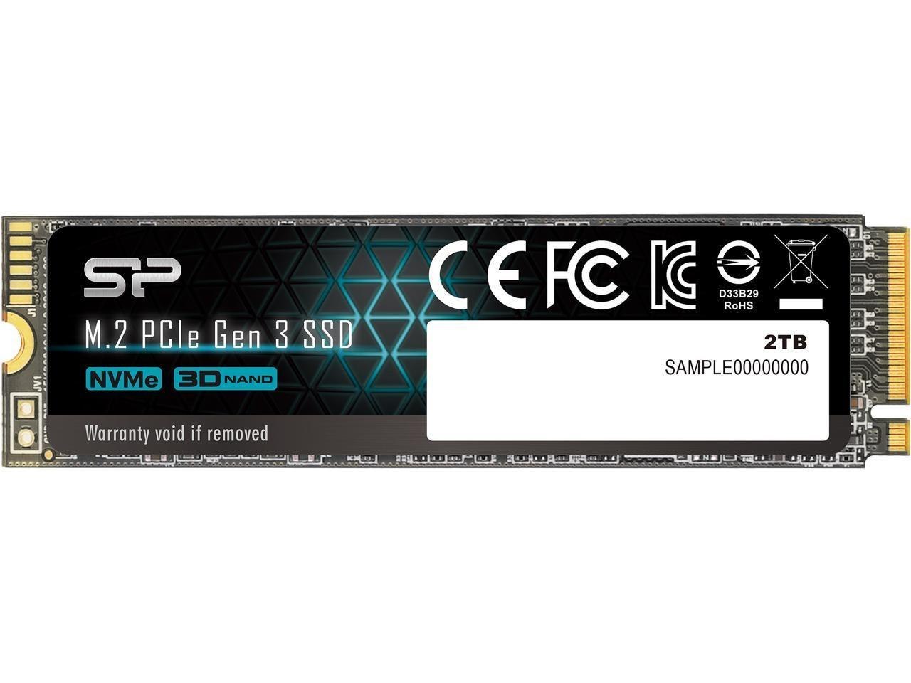 Silicon Power 2TB NVMe PCIe Gen3 X4 M.2 2280 TLC SSD (Su002tbp34a60m28sn)