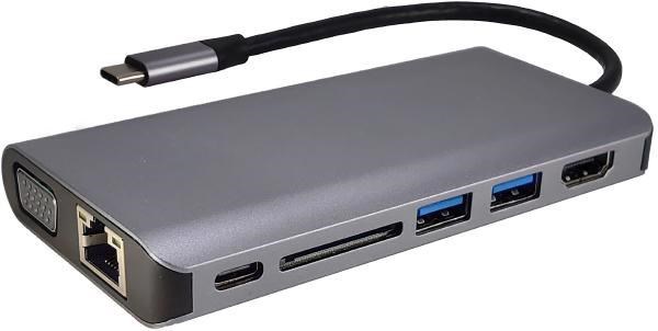 Shintaro Usb-C Travel Dock (Usb-C To Hdmi/Vga, 2 X Usb 3.0, 1 X Usb-C PD3.0, SD/Micro SD Card Reader, RJ45 Gigabit Ethernet Adapter)