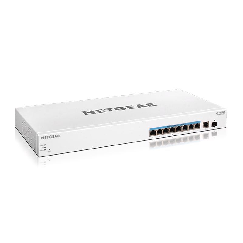 Netgear Gs710tup 10-Port Ultra60 PoE Gigabit Ethernet Smart Switch,Managed 8 X PoE++,2x1G Uplinks