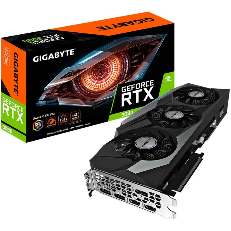 Gigabyte Gv-M3080gaming-Oc-10Gd-2.0 GF RTX 3080 PCIe X16, LHR, 10GB GDDR6X, 3xDP, 2xHDMI, Gaming Oc