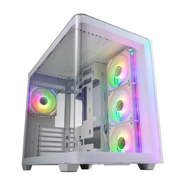 FSP M580-Wa Atx Mid Tower Case, Support Atx(Btf), M-Atx, Mini-ITX Motherboard, Curved Glass Exterior Design, 2X HDD, 3X SSD, White