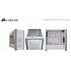Corsair Carbide Series 4000D Airflow Atx Tempered Glass White, 2X 120MM Fans Pre-Installed. Usb 3.0 X 2, Audio I/O. Case