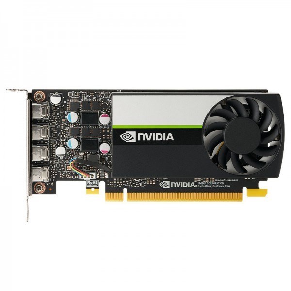 Nvidia T1000, 4GB, GDDR6 128-Bit, 160GB/s, PCIe 3.0 X 16, Single Slot, 4X Mini DisplayPort 1.4, 50W, Turing, 3YR Warranty