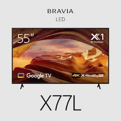 Sony Bravia X77L TV 55" Entry 4K (3840 X 2160), 450-CD/M2 Brightness, HDR10, HLG, Android TV, Google TV, 3 Year Onsite