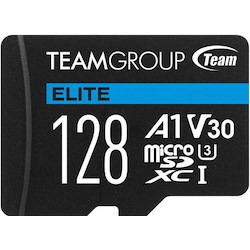 Team Group Elite A1 MicroSDXC Memory Card 128GB, R/W (Max) 100MB/s 50MB/s, 1500/500 IOPs, V30, Uhs-I U3 With SD Adapter