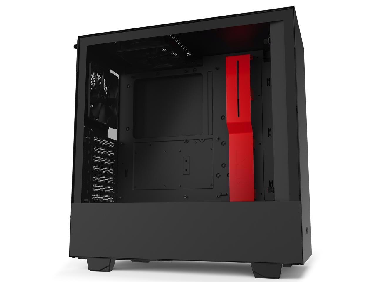 NZXT H510 - Compact Atx Mid-Tower PC Gaming Case - Front I/O Usb Type-C Port - Tempered Glass Side Panel - Cable Management System - Water-Cooling Ready - Steel Construction - Black/Red