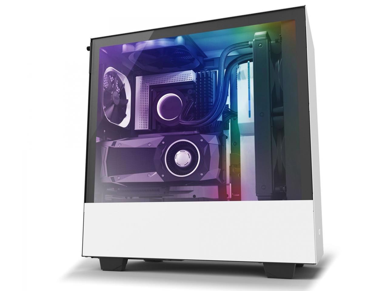 NZXT H510i - Compact Atx Mid -Tower PC Gaming Case - Front I/O Usb Type-C Port - Vertical Gpu Mount - Tempered Glass Side Panel - Integrated RGB Lighting - Water-Cooling Ready - White/Black