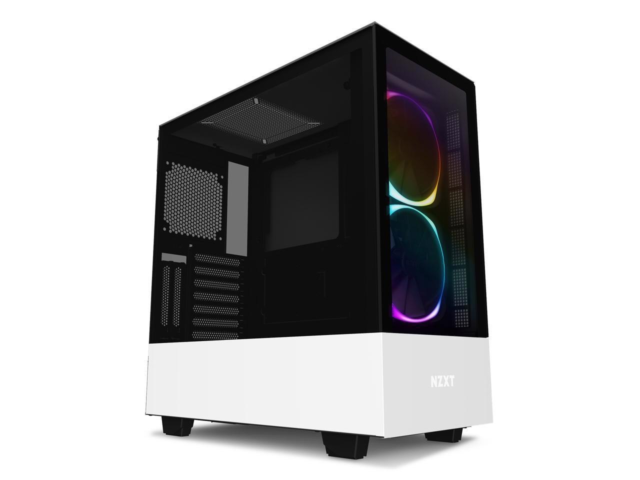 NZXT H510 Elite - Premium Mid-Tower Atx Case PC Gaming Case - Dual-Tempered Glass Panel - Front I/O Usb Type-C Port - Vertical Gpu Mount - Integrated RGB Lighting - Water-Cooling Ready - White/Black