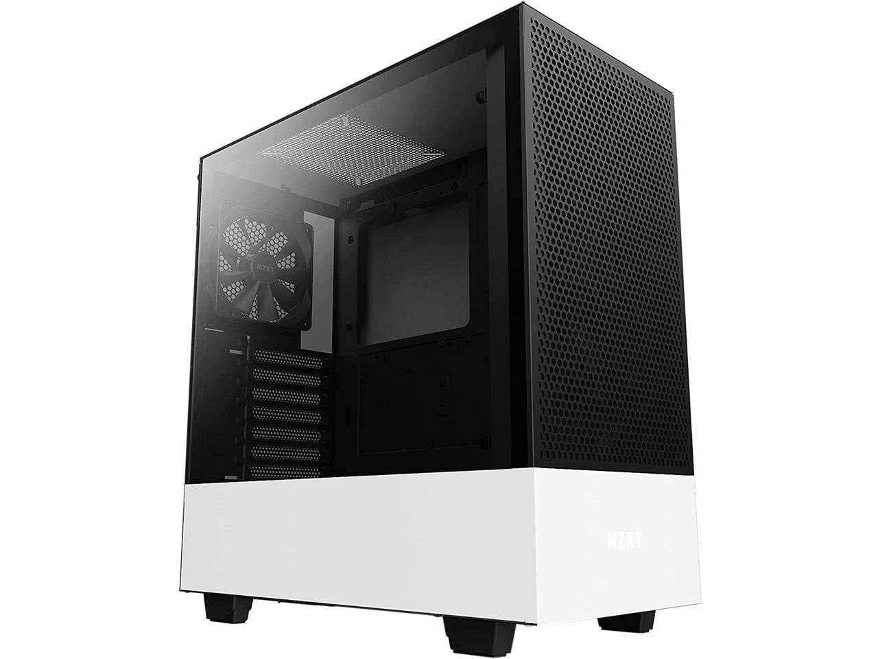 NZXT H510 Flow Matte White - Compact Atx PC Gaming Case - Tempered Glass - Enhanced Cable Management - Water-Cooling Ready