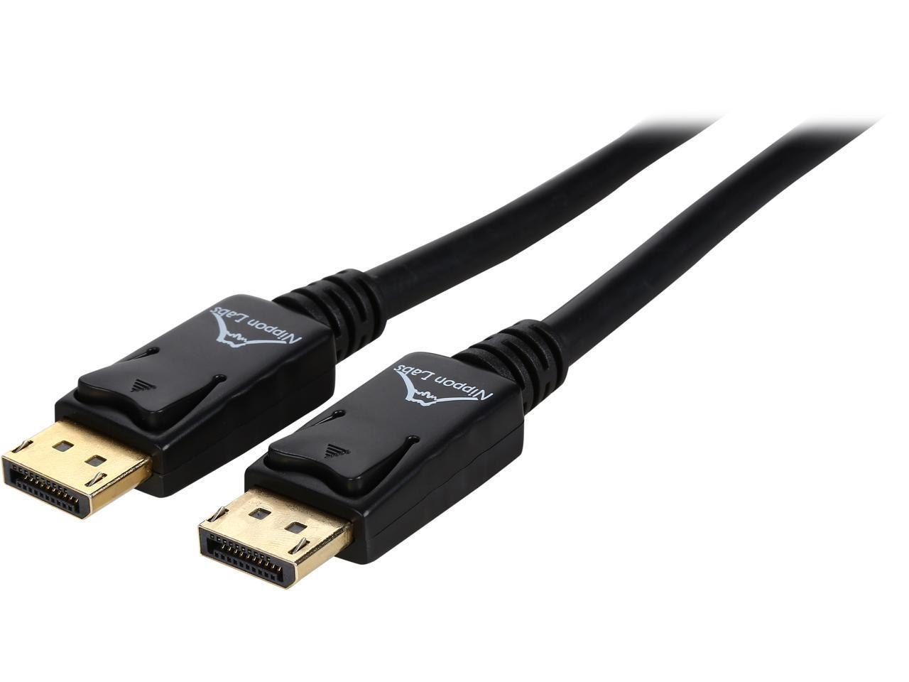 Nippon Labs DP-3-BR2 3 FT. Black DisplayPort Male To Male w/Gold Plated 28 Awg DisplayPort V1.2 High Bit-Rate 2 Cable Male To Male