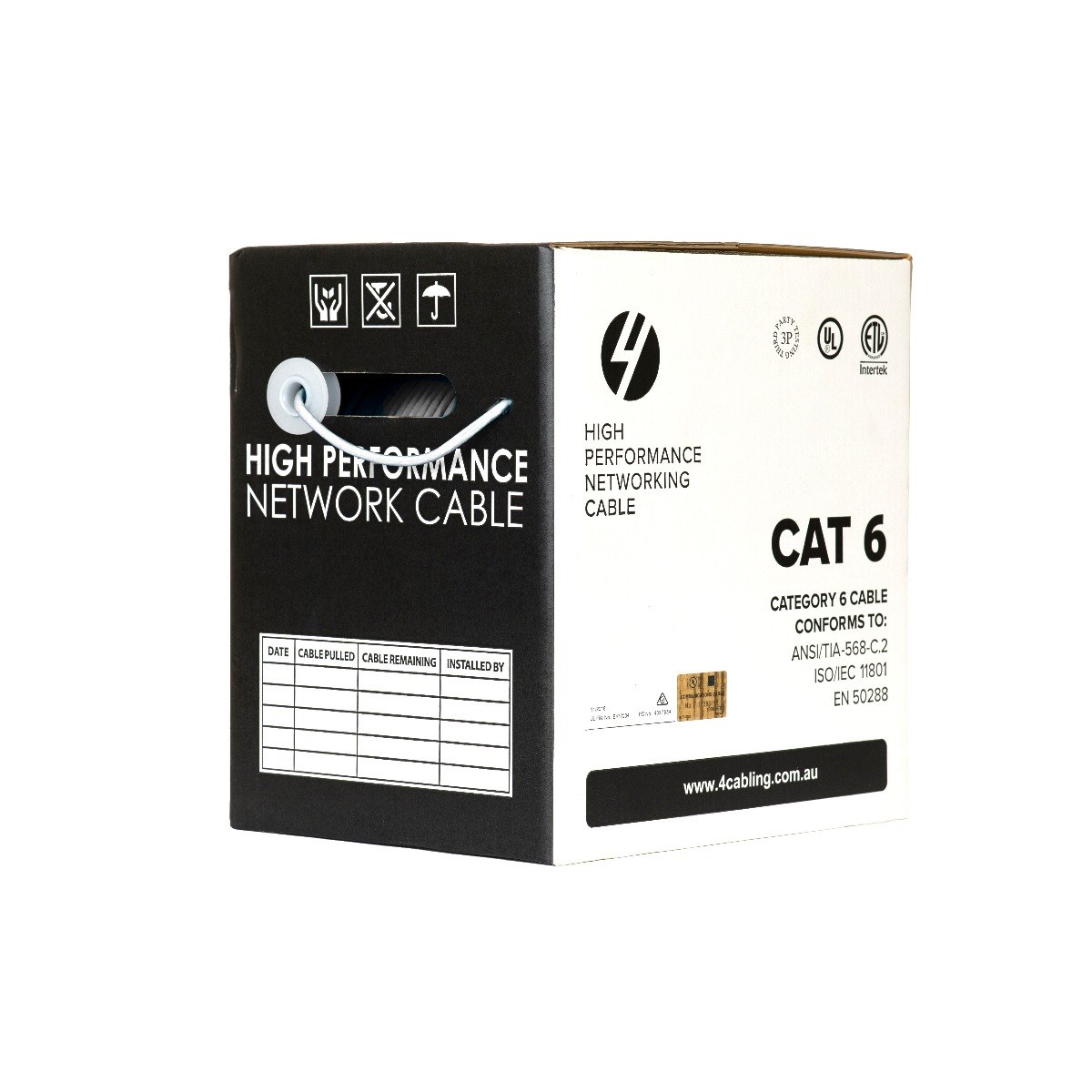 4Cabling Cat6 Ethernet 305M Cable Reel Box. Solid Conductor. White