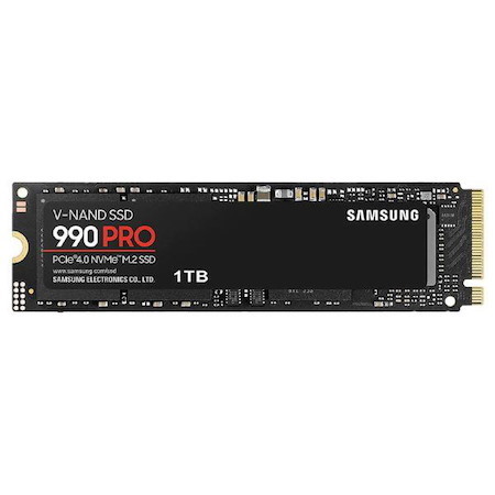 Samsung 990 Pro 1TB, 3-Bit MLC V-Nand, M.2 (2280), NVMe 2.0, R/W(Max) 7,450MB/s/6,900MB/s, 1,200K/1,550K Iops, 600TBW, 5 Years Warranty