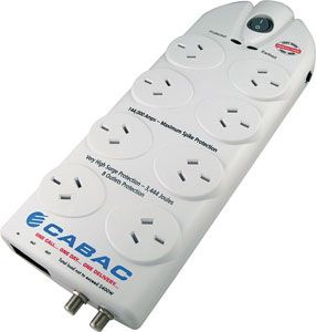 Cabac Power Outlet 8 Way W/ Mains Phone Filter, 8 Way Powerboard Surge And Overload Protection Coax Cable Line Protection Phone/ADSL Line Protection