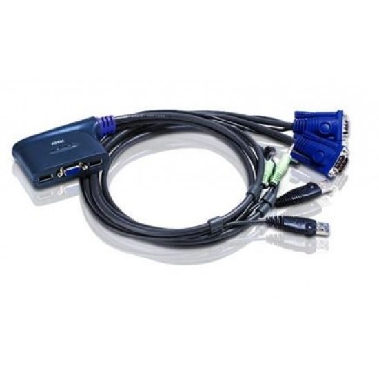 Aten (Cs62us-At) 2 Port Usb KVM Switch. Support Audio, 0.9M Cable