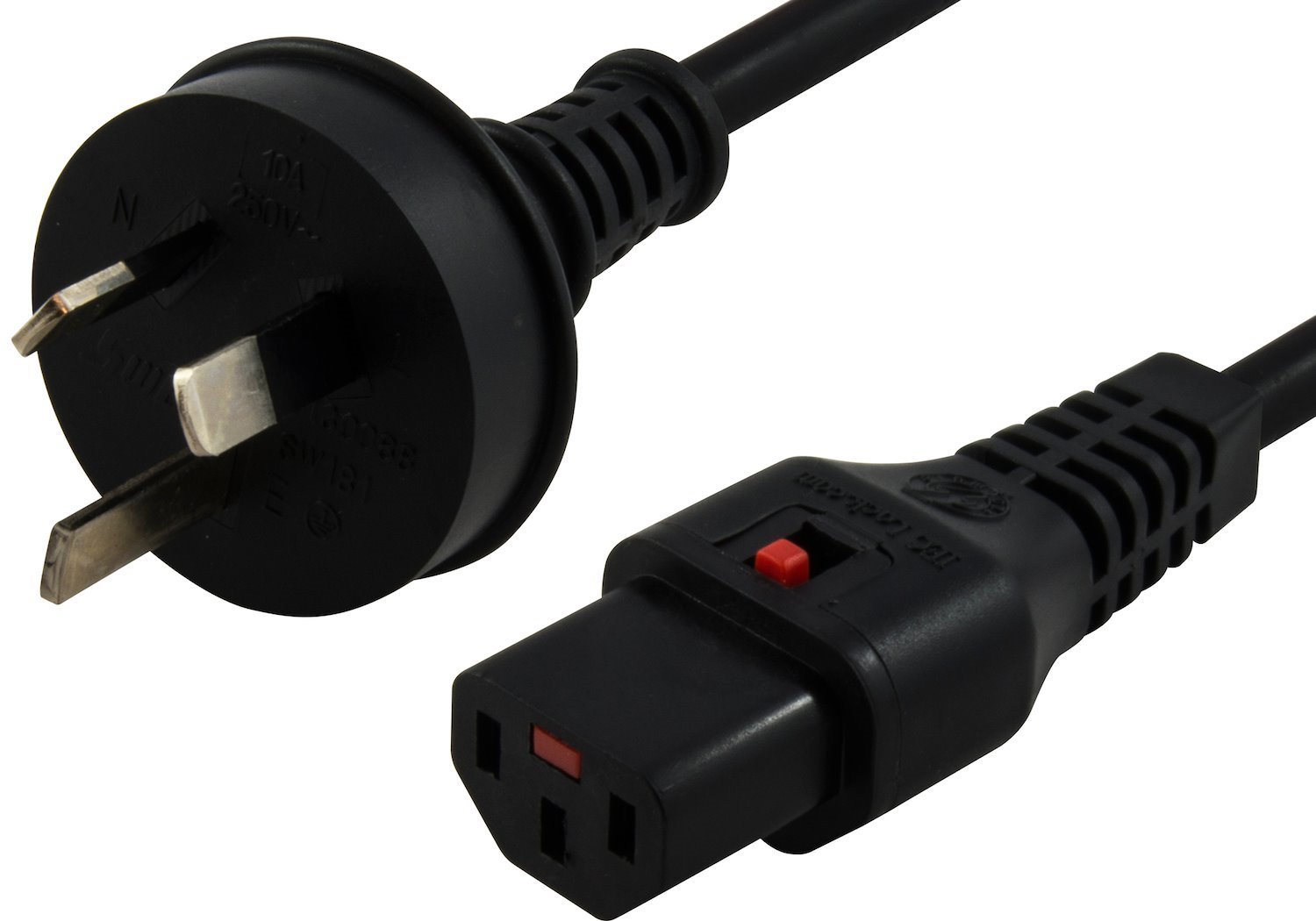 Iec Lock 1M Iec Lock Power Cable 3 Pin Au Plug To Iec-C13(F) Black