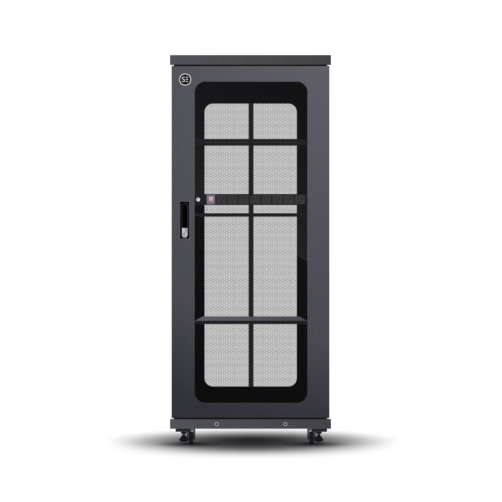 Serveredge 32Ru Fully Assembled Free Standing Server Cabinet - 600W X 600D X 1615H Includes:Lockable Front Glass DoorLockable Dual Rear Mesh DoorsLockable Side Panels1 X 8 Way Pdu1 X 2 Fan Unit2 X Fix