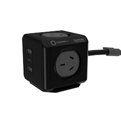 Allocacoc PowerCube 4 Power Outlet 2 Usb A And 1 Usb C 20W Charging Outlets | 1.5M Black