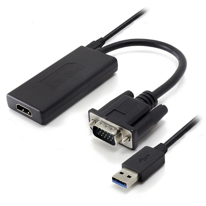 Alogic Portable Vga To Hdmi Adapter With Usb Audio & Resolution Support Up To 1080P