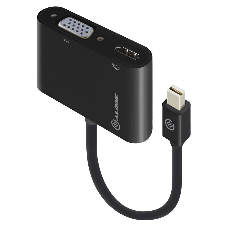 Alogic 2-In-1 Mini DisplayPort To 4K Hdmi, Vga Adapter - Male To 2-Female