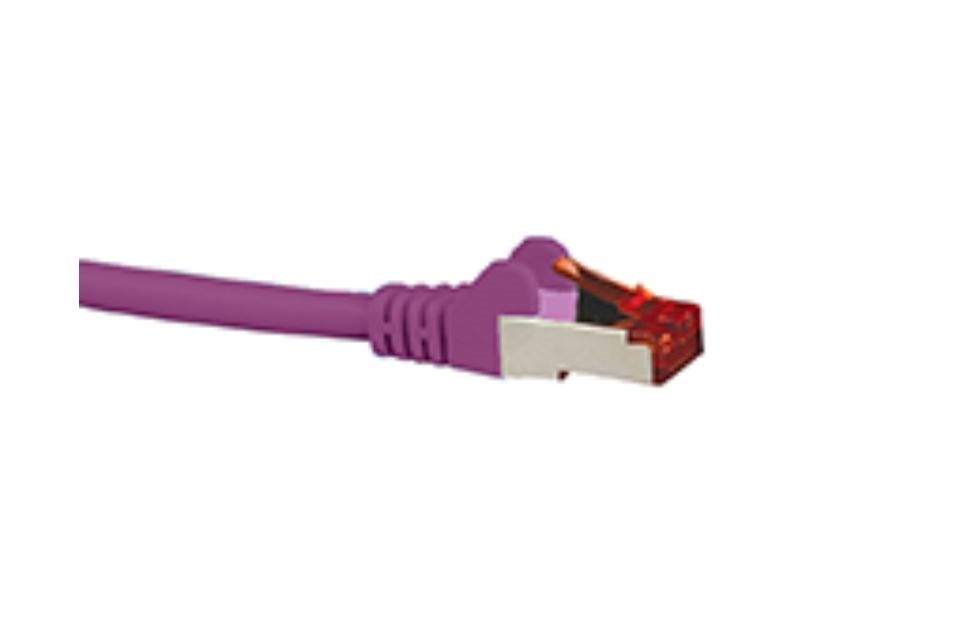 Hypertec Cat6a Shielded Cable 0.5M Purple Color 10GbE RJ45 Ethernet Network Lan S/FTP Copper Cord 26Awg LSZH Jacket