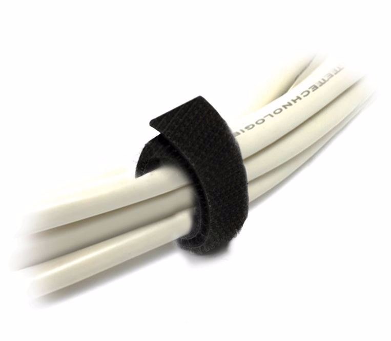 8Ware 25M X 12MM Wide Velcro Cable Tie Hook & Loop Continuous Double Sided Self Adhesive Fastener Sticky Tape Roll Black