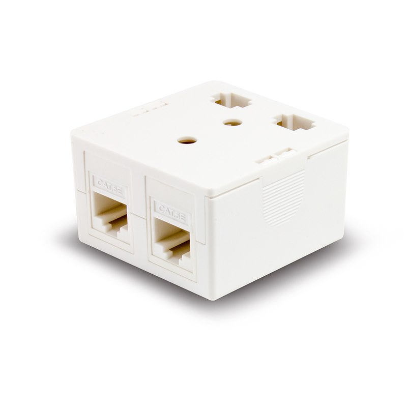 Serveredge 2 Way CAT5e Surface Mount Box With Keystone Jack - White