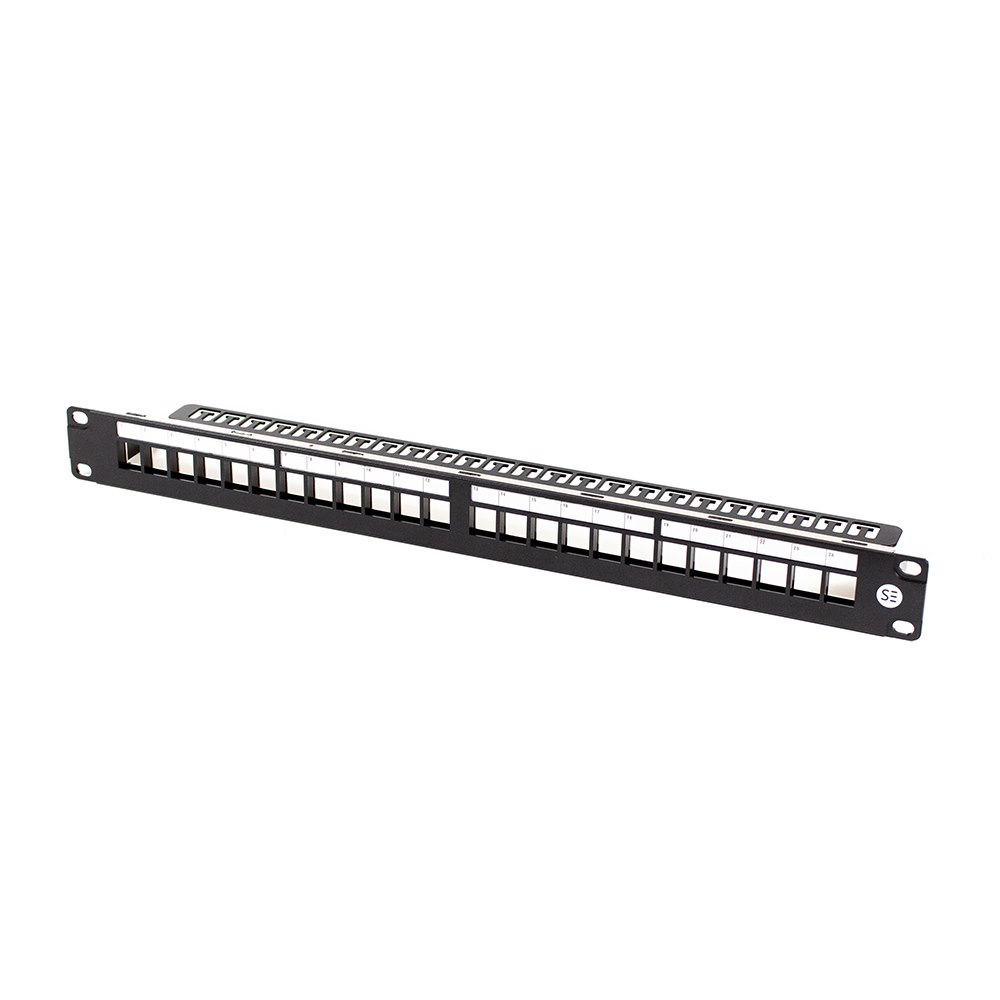 Serveredge 24 Port Unloaded Shielded Cat5e Cat6 Cat6a Patch Panel Frame.To Be Used With Kssc6aq Or Kssc6aq-10 Serveredge Universal Cat6A STP RJ45 Modular Keystone Jack.