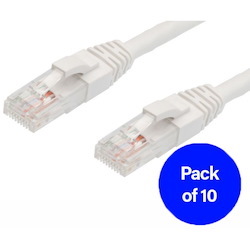4Cabling 1M Cat6 RJ45-RJ45 Pack Of 10 Ethernet Network Cable. White