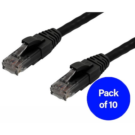 4Cabling 1M Cat6 RJ45-RJ45 Pack Of 10 Ethernet Network Cable. Black