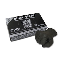  'Black Shield' Heavy Duty Nitrile, Unpowdered, Box 100
