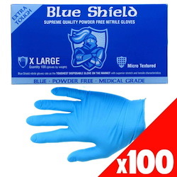  'Blue Shield' Heavy Duty Nitrile, Unpowdered, Box 100