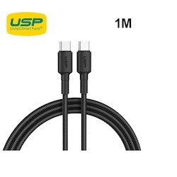 USP BoostUp USB-C to USB-C Cable (1M) - Black, 3A Fast and Safe Charge, Strong and Durable Nylon Braided, Anti-Break, Avoid Knotting