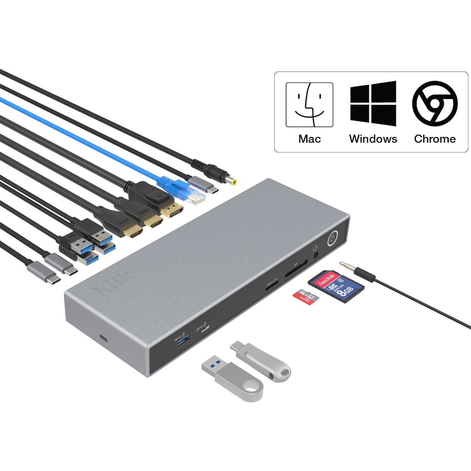 Klik Universal Triple Display Docking Station With 120W Power Supply