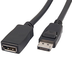4Cabling 15CM DisplayPort Male To DisplayPort Female Adaptor: Black