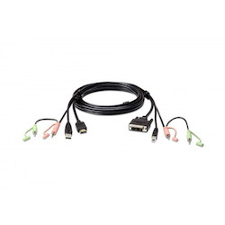 Aten (2L-7D02DH) 1.8M Usb Hdmi To Dvi-D KVM Cable With Audio