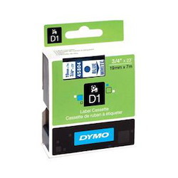 Dymo D1 Label Cassette 19MM X 7M - Blue On White