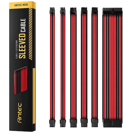 Antec Psu - Sleeved Extension Cable Kit V2 - Red / Black. 24Pin Atx, 4+4 Eps, 8Pin Pci-E, 6Pin Pci-E, Compatible With Standard Psu