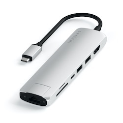 Satechi Usb-C Slim Multiport With Ethernet Adapter (Silver)
