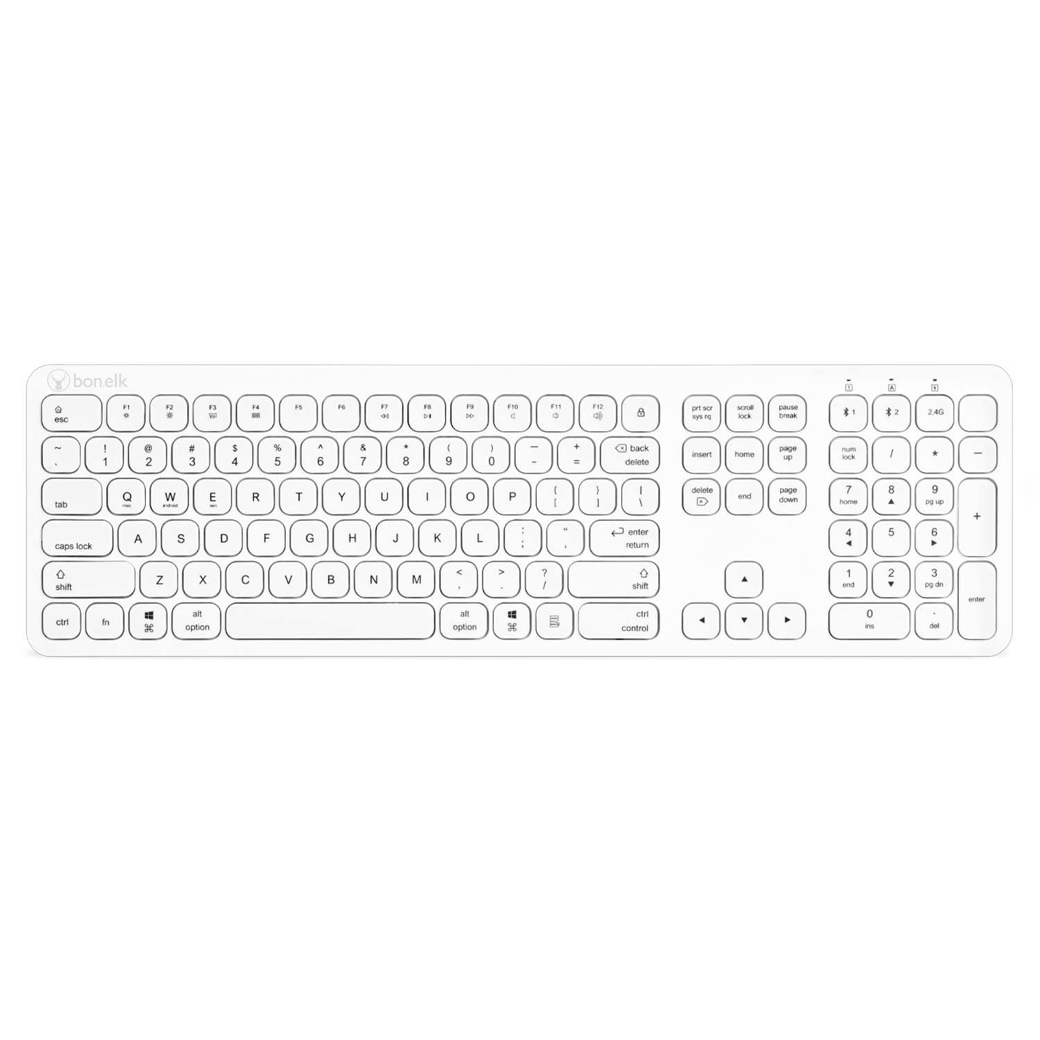 Bonelk KM-447 Slim Wireless Keyboard And Mouse Combo (Mac/Win/iOS/Android) (White)