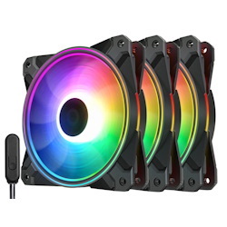 Deepcool CF 120 Plus (3 In 1) Addressable RGB Halo Ring PWM Fan - With Wired Argb Controller (Angel-Eye Mode Capable) Or Direct Argb Motherboard SYNC