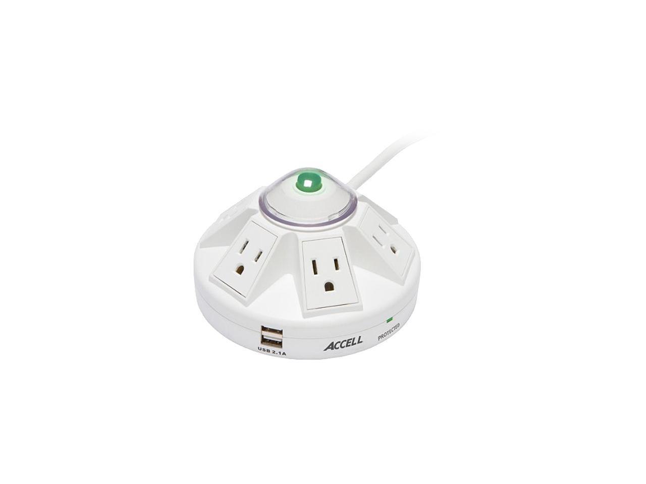 Accell D080B-014K 6 FT. 6 Outlets 1080 Joules Power Center And Usb Charging Station