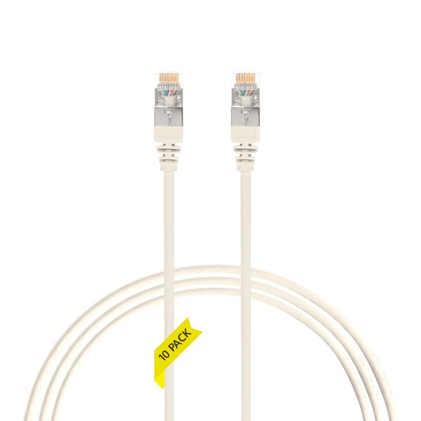 4Cabling 0.5M Cat 6A RJ45 S/FTP Thin LSZH 30 Awg Pack Of 10 Network Cable. White