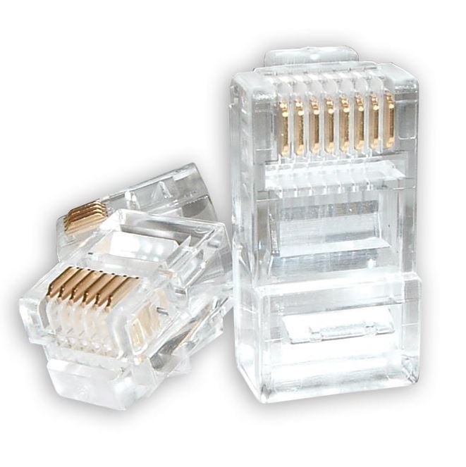 Astrotek RJ45 Jack Connector Modular Plug Crimp 8P8C CAT5e Lan Network Ethernet Head 2 Prong Blade 3U' Transparent (20/Pack)