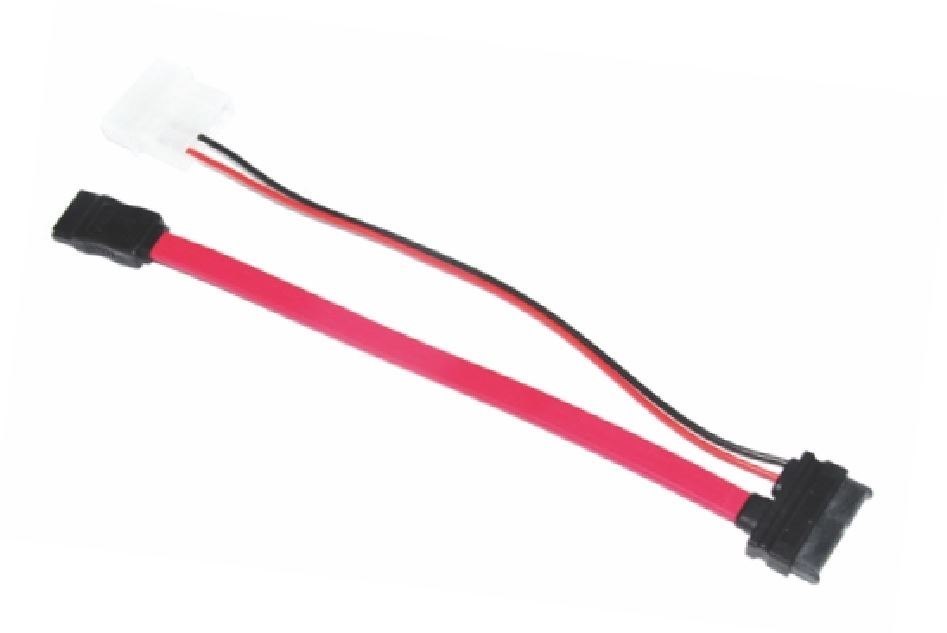 Astrotek Slim Sata Cable 30CM + 10CM 6 Pins + 7 Pins To 4 Pins + 7 Pins Red Colour