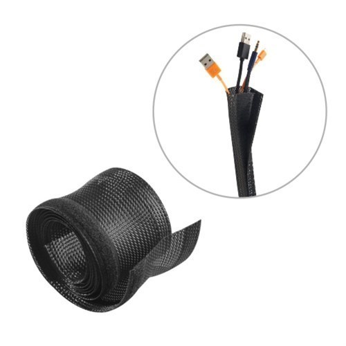 Brateck Flexible Cable Wrap Sleeve With Hook And Loop Fastener (85MM/3.3' Width ) Material Polyester Dimensions 1000X85MM - Black(LS)