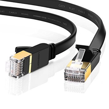 Edimax 2M Black 10GbE Shielded Cat7 Network Cable - Flat 100% Oxygen-Free Bare Copper Core, Alum-Foil Shielding, Grounding Wire, Gold Plated RJ45