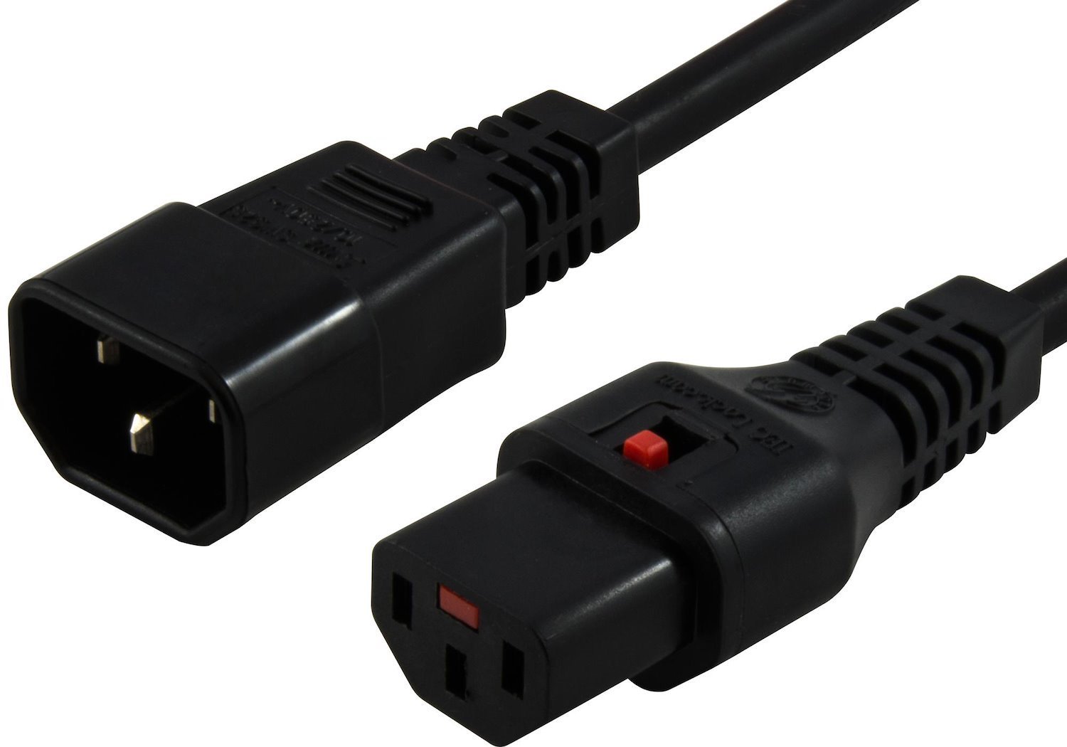 Iec Lock 50CM Iec Lock Power Cable Iec-C14(M) To Iec-C13(F) Black