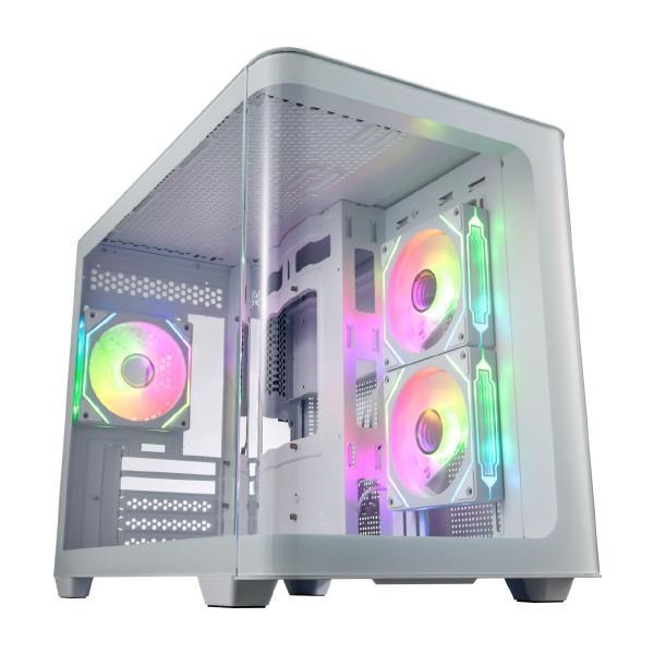 FSP S380-Wa M-Atx Mid Tower Case, Support Micro Atx, Mini-ITX Motherboard, 3D Curved Design, 2X HDD, 3X SSD, White