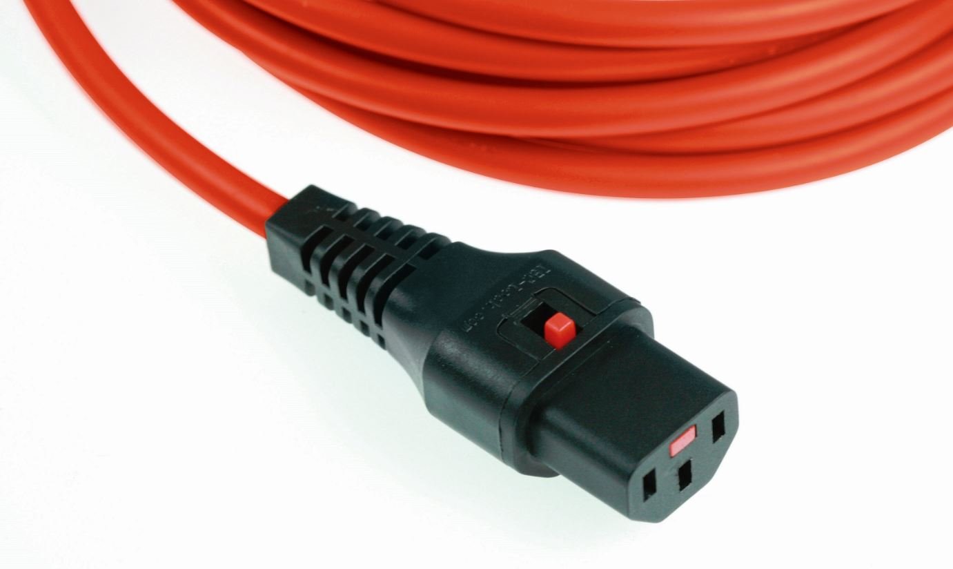 4Cabling 3M Lockable Iec C13 - Iec C14 Cable: Red